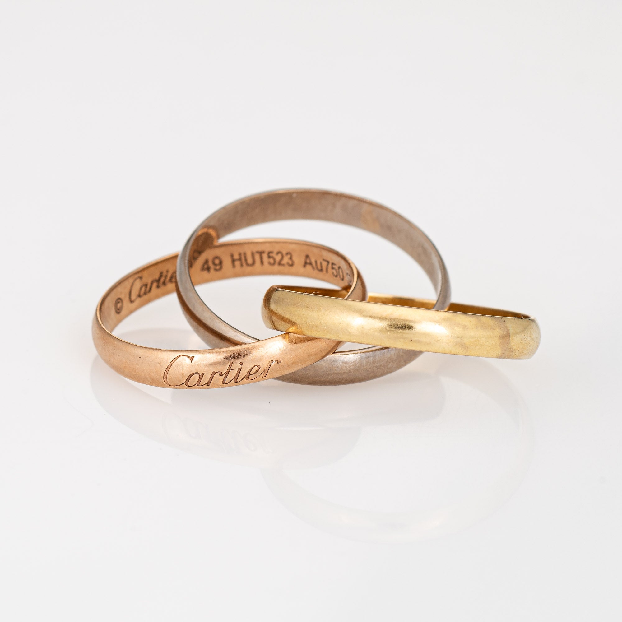 Cartier Trinity Ring Small Model Sz 49 US 4 3/4 18k Tri Gold