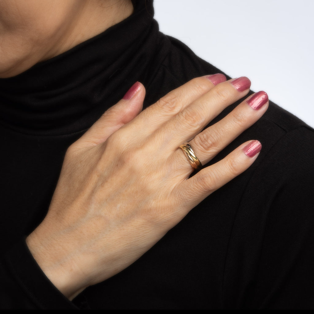 Cartier Trinity Ring Small Model Sz 49 US 3/4 18k Tri Gold