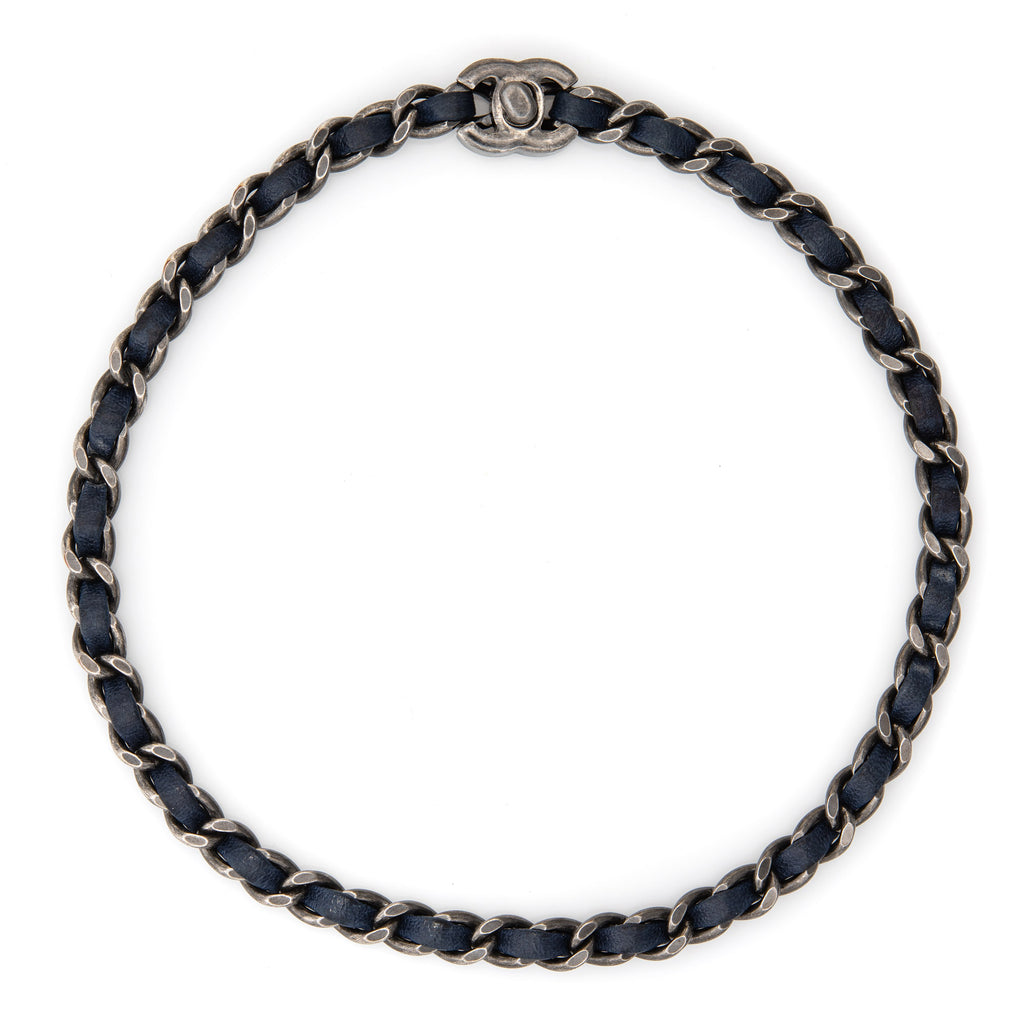 CHANEL Metal Lambskin CC Turnlock Choker Necklace Black Gold