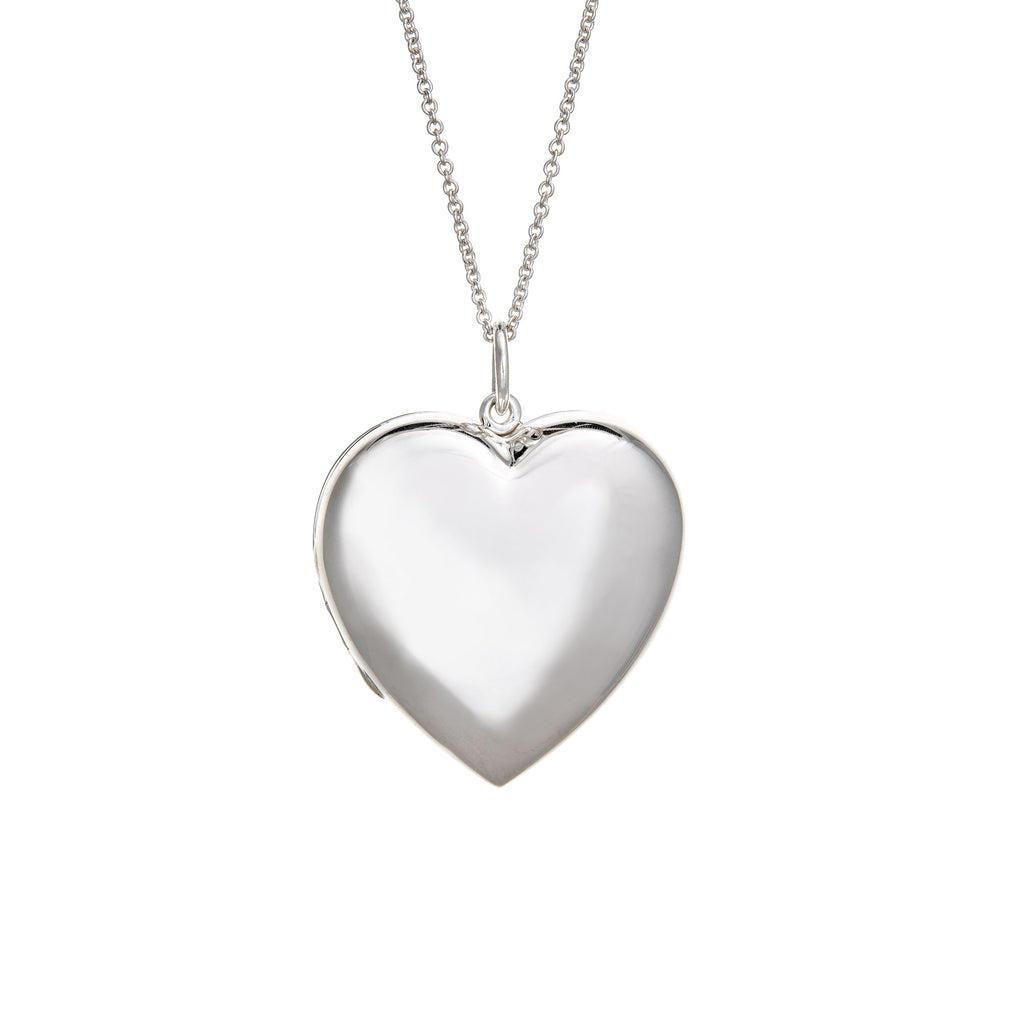 Tiffany Co Large Heart Locket Pendant Sterling Silver Estate 16.5 Necklace