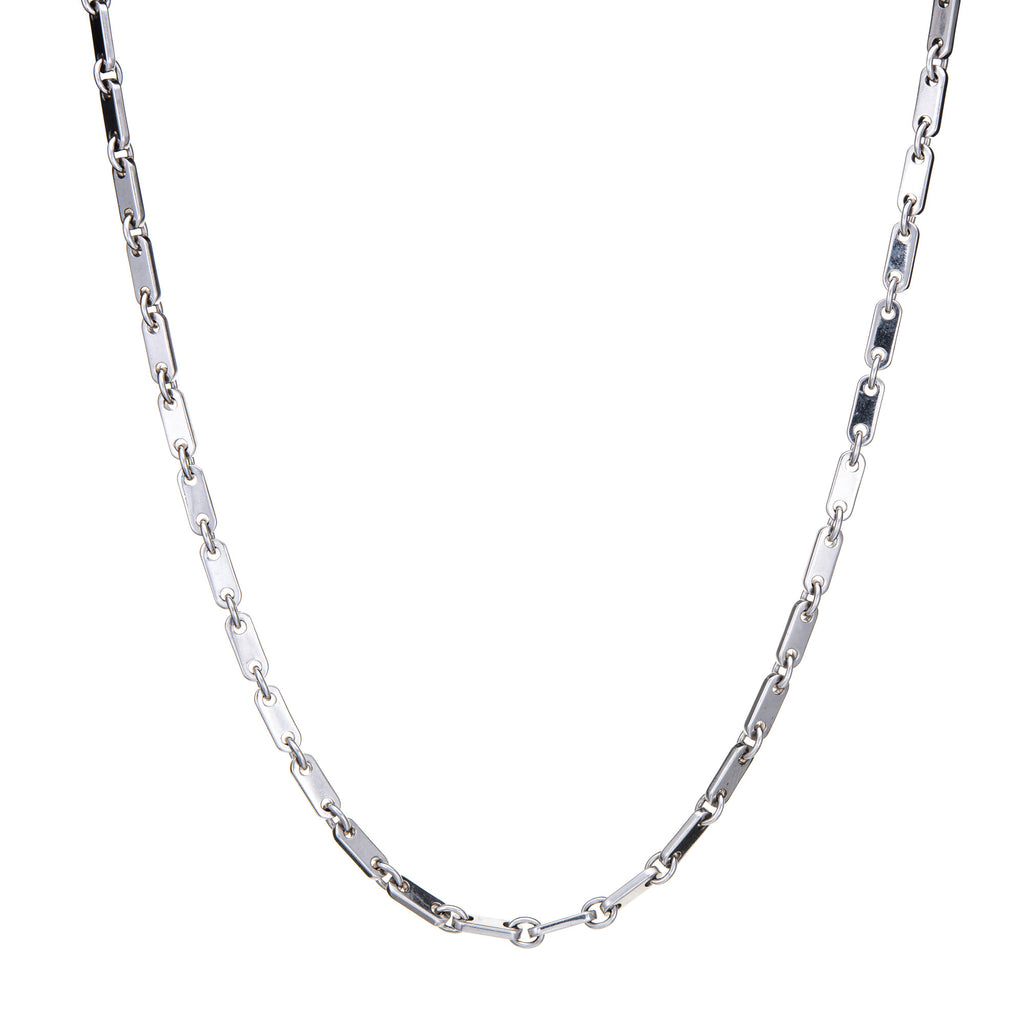 Cartier Flat Link Necklace 18k White Gold Chain Estate 17.5