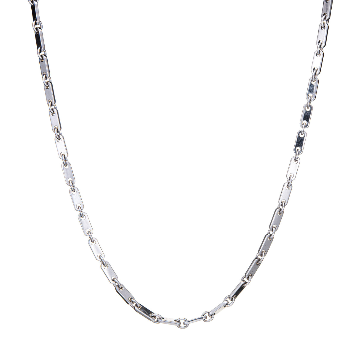 Cartier chain necklace 18k 18インチ Cartier Flat Link Necklace 18k White Gold Chain Estate 17.5