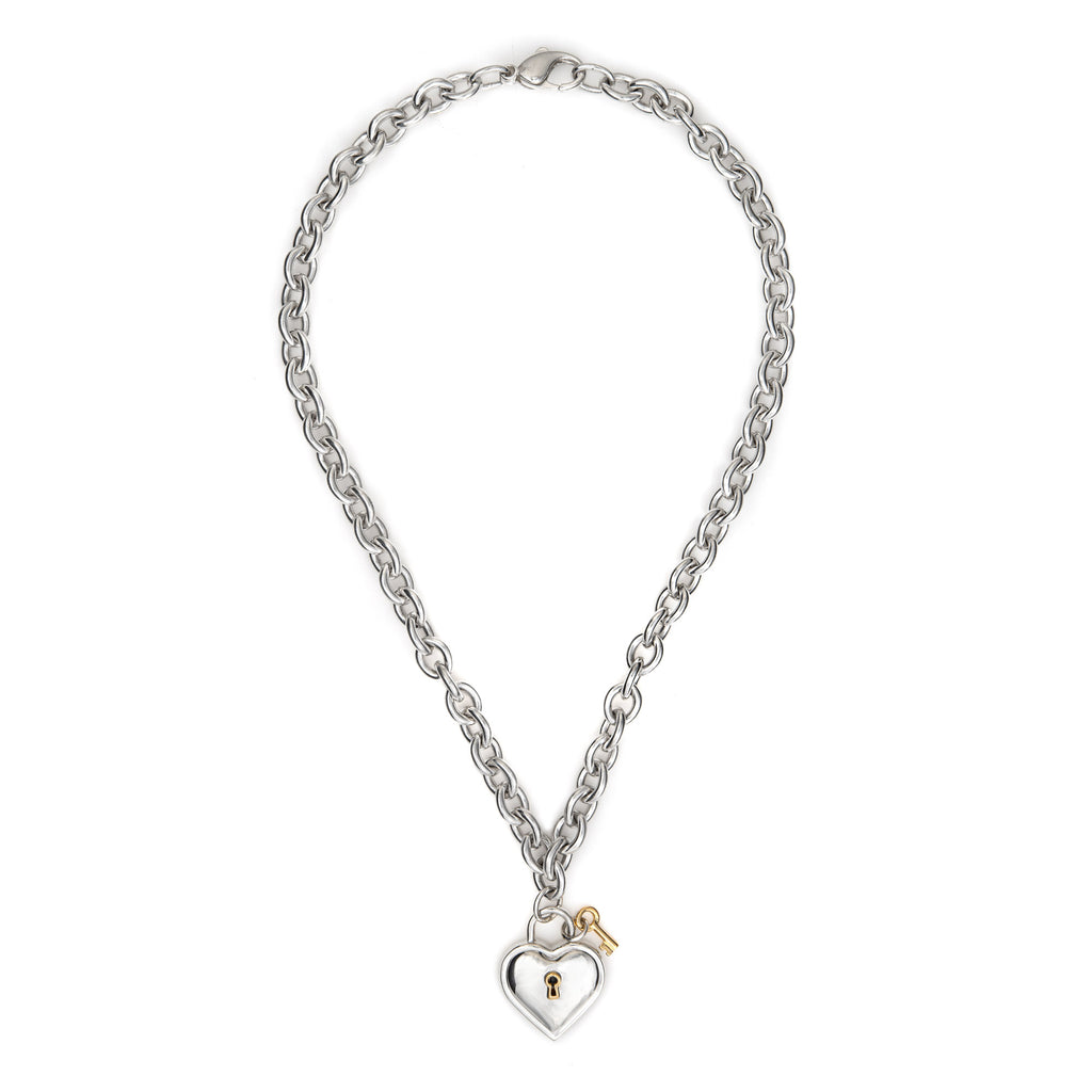 1994 Tiffany & Co Heart Key Necklace Vintage Sterling Silver 18k Gold –  Sophie Jane