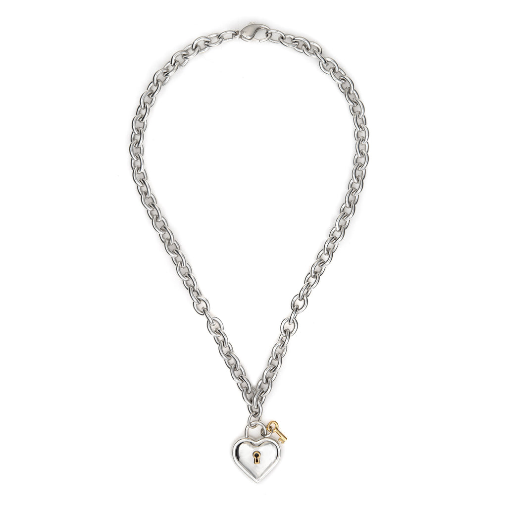 The Heart Series Silver Heart Lock & Key Necklace