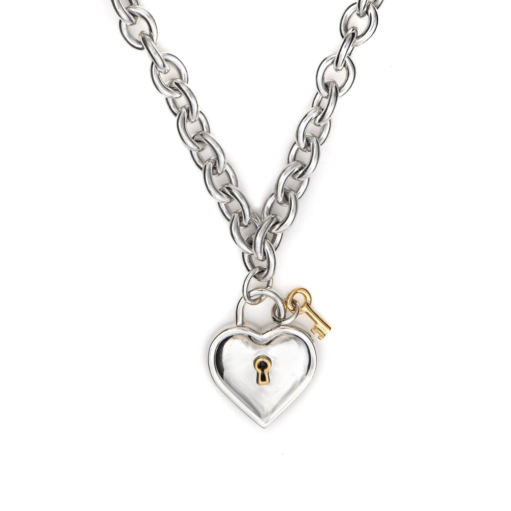 Tiffany & Co Bracelet With Heart Lock and Disc Charm in Yellow Gold