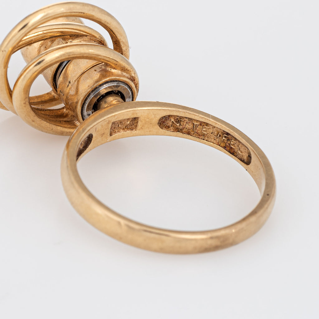 Vintage N Teufel Spinner Ring c1975 14k Gold Oval Motion Estate Jewelry Sz 5