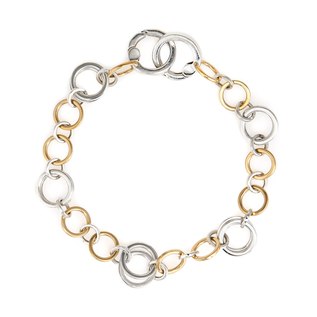 Tiffany Co Circle Link Bracelet Vintage Sterling Silver 18k Gold