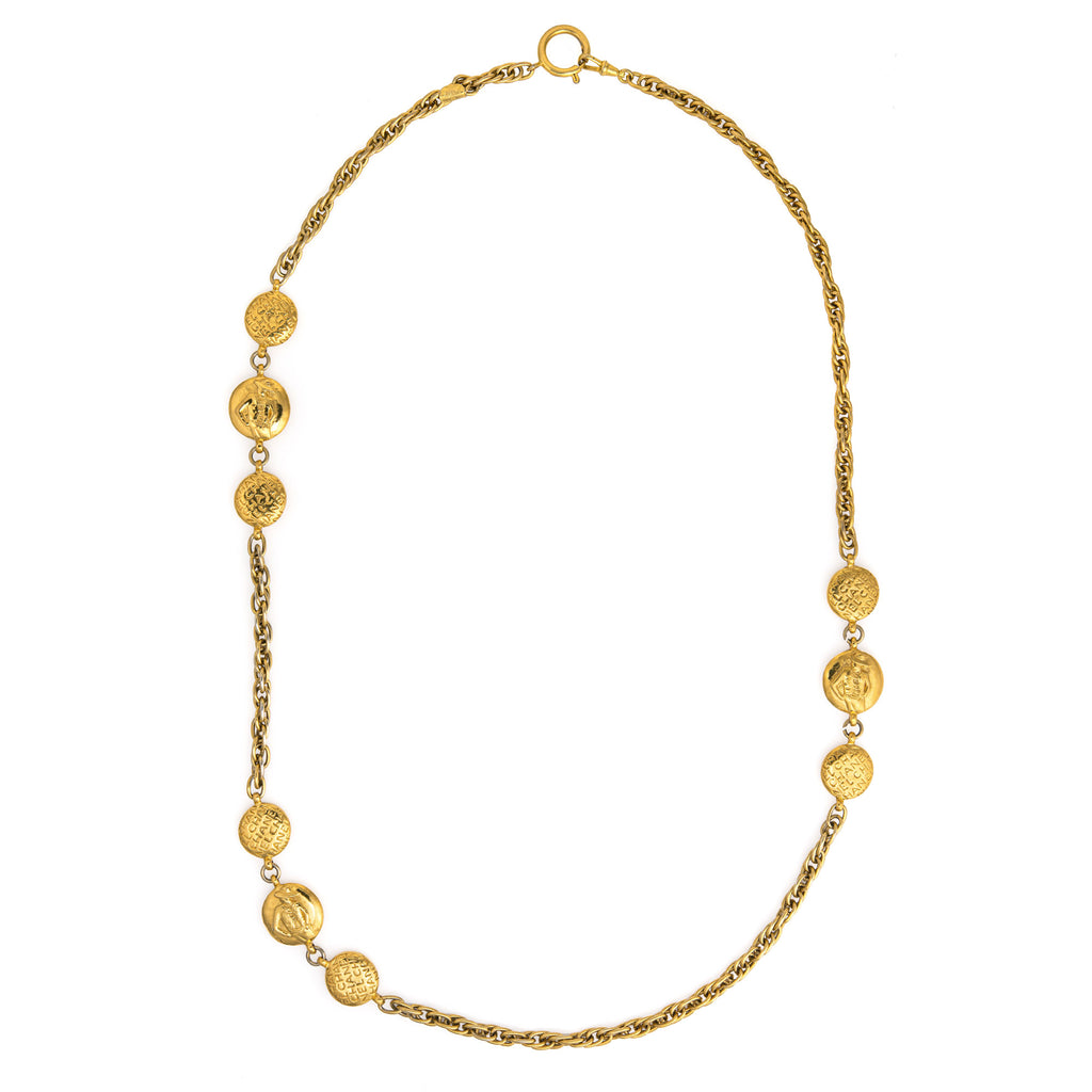 Chanel Vintage Gold Metal Woven Mini CC Medallion Necklace, 1985 Available  For Immediate Sale At Sotheby's