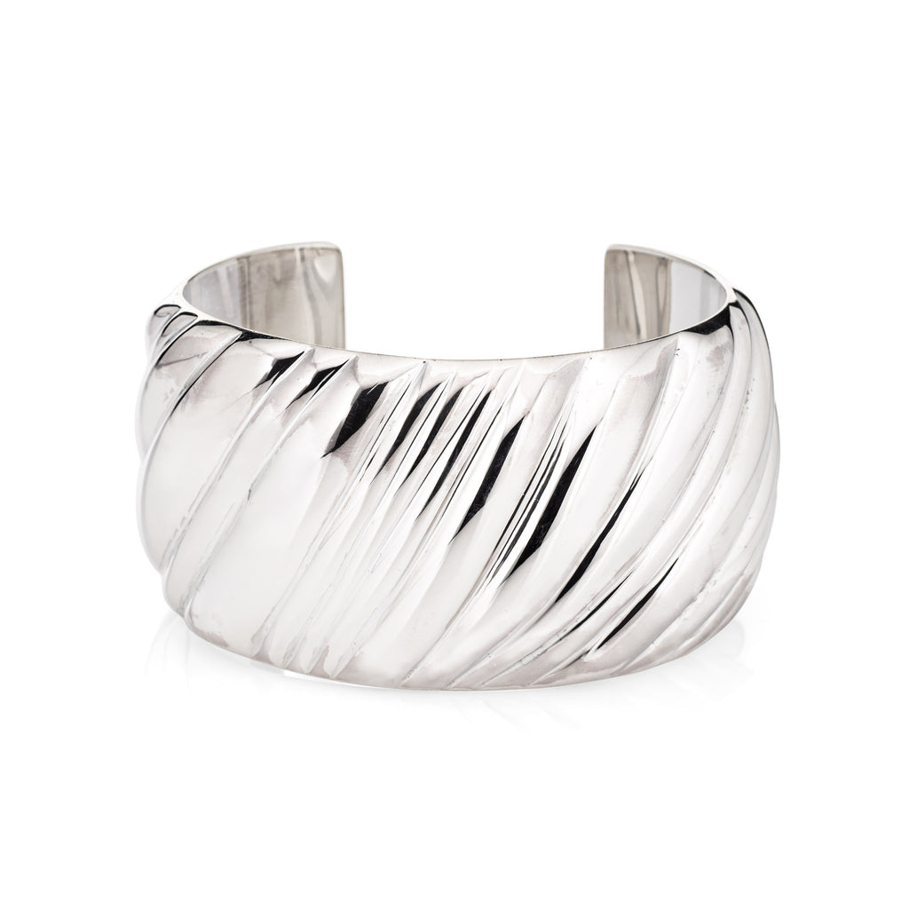 Vintage Tiffany Co Sculpted Cuff Bracelet Wide Sterling Silver Fine Jewelry