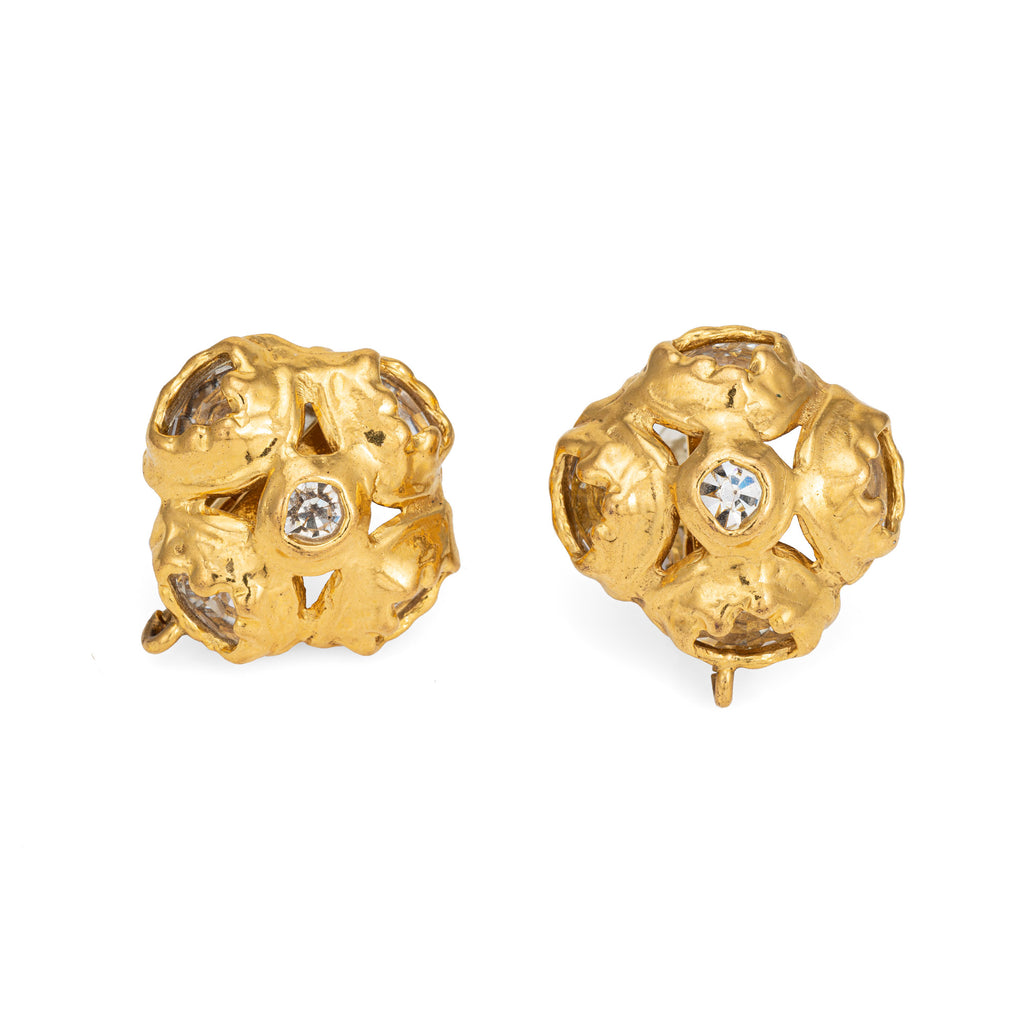 90s Chanel Crystal Earrings Large Cluster Clip On Yellow Tone Collecti –  Sophie Jane