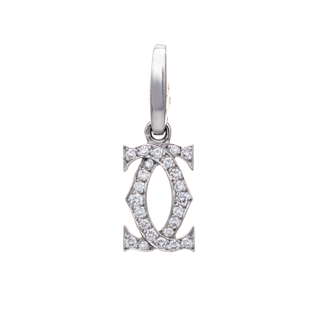 Cartier Diamond Double C Charm Estate 18k White Gold Pendant Fine Jewe –  Sophie Jane