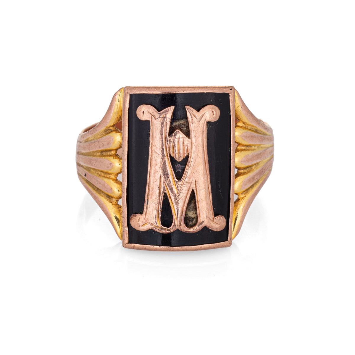 Antique Victorian Letter M Ring Men's Sz 11.5 Initial Square Vintage J ...