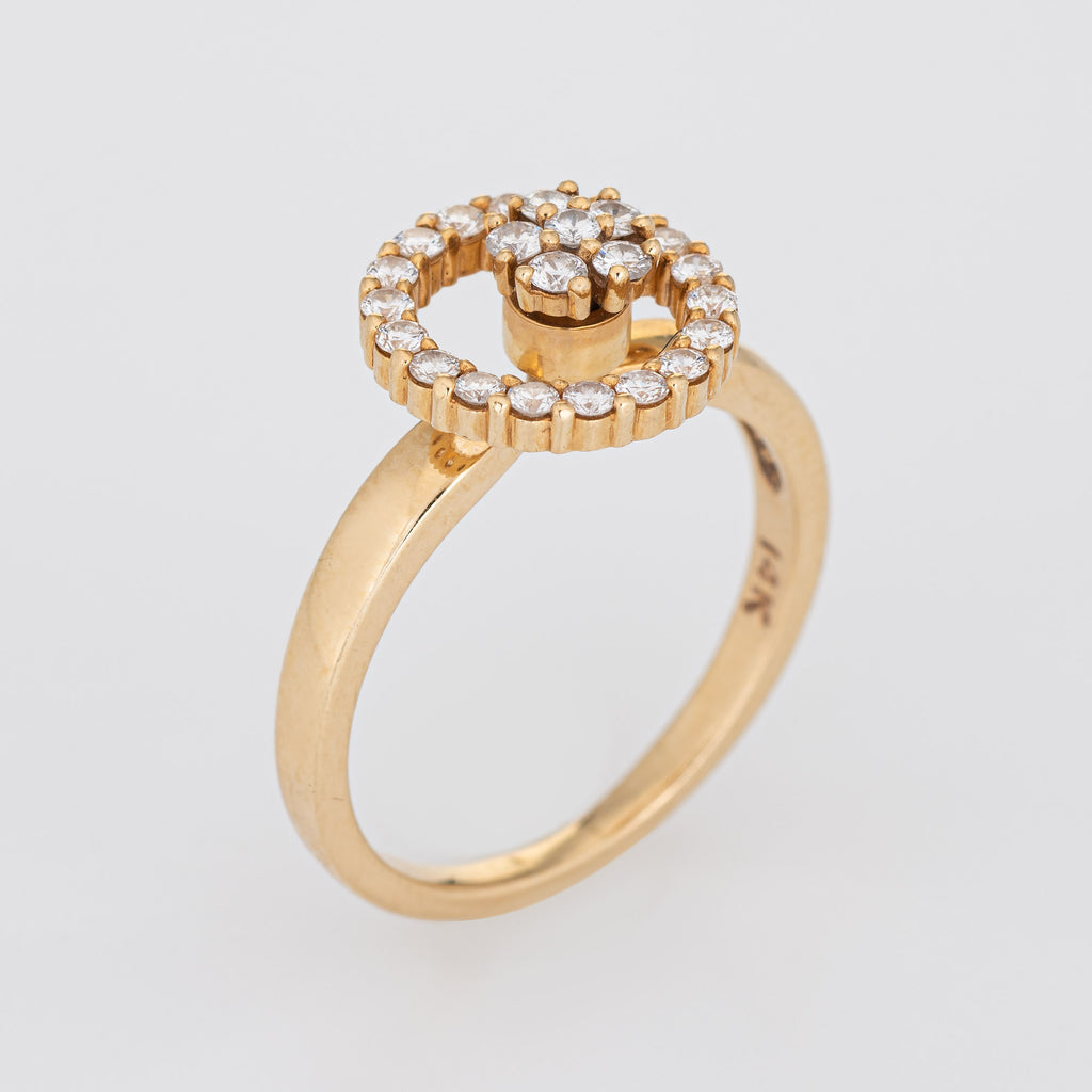 c1980 Vintage N Teufel Diamond Spinning Ring 14k Gold Motion Kinetic J Sophie Jane