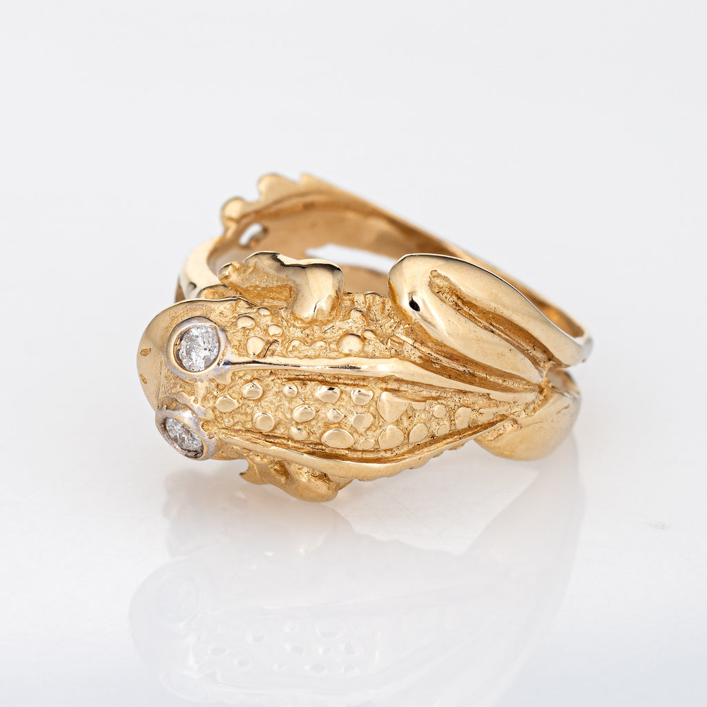 Frog Leg Rings Vintage Frog Ring 14k Yellow Gold Sz 8 Webbed Feet Estate Jewelry Diam ...