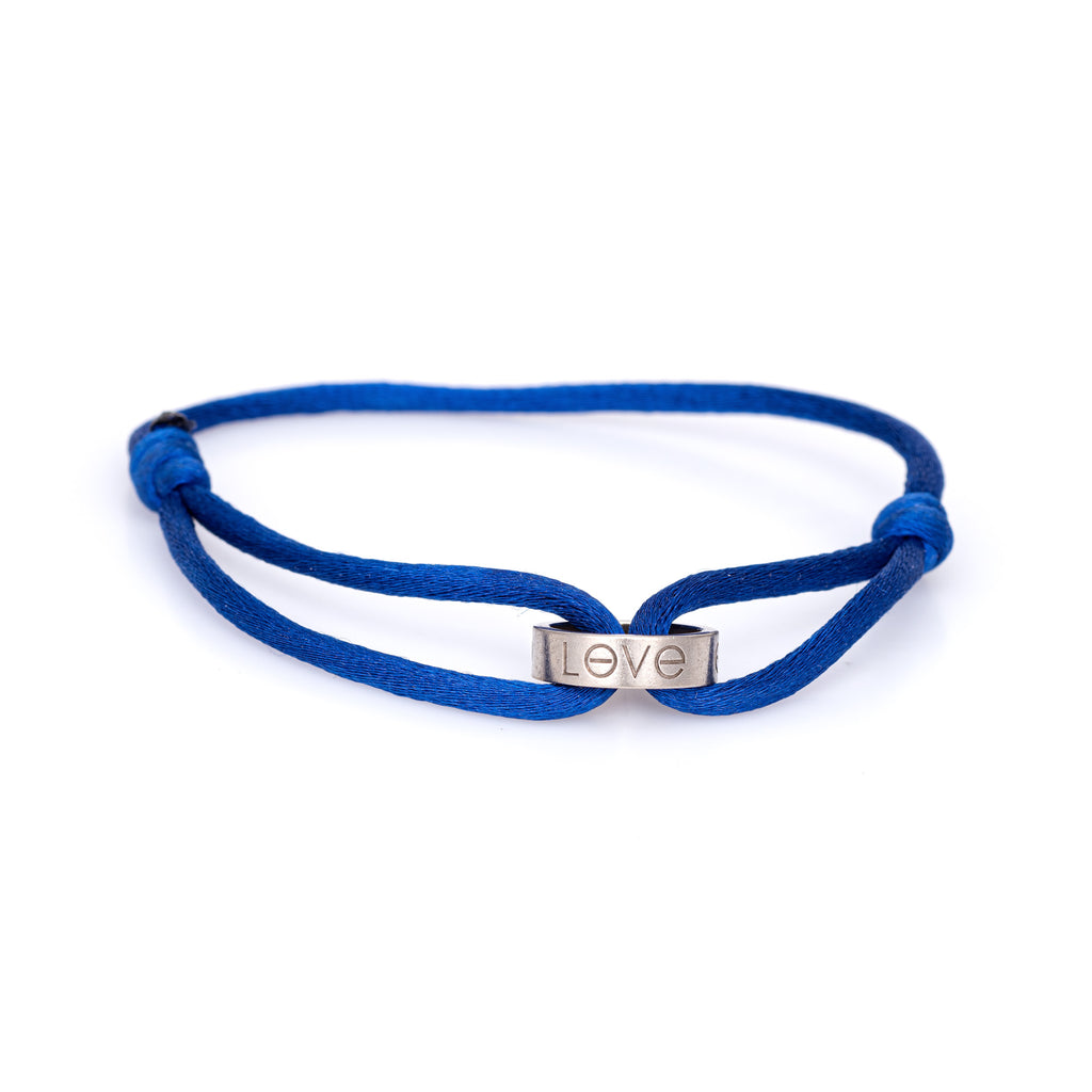 Cartier Love Charity Bracelet Royal Blue Silk Cord 18k White Gold