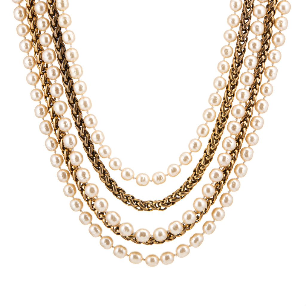 CHANEL Pre-Owned stone-embellished Double faux-pearl Necklace