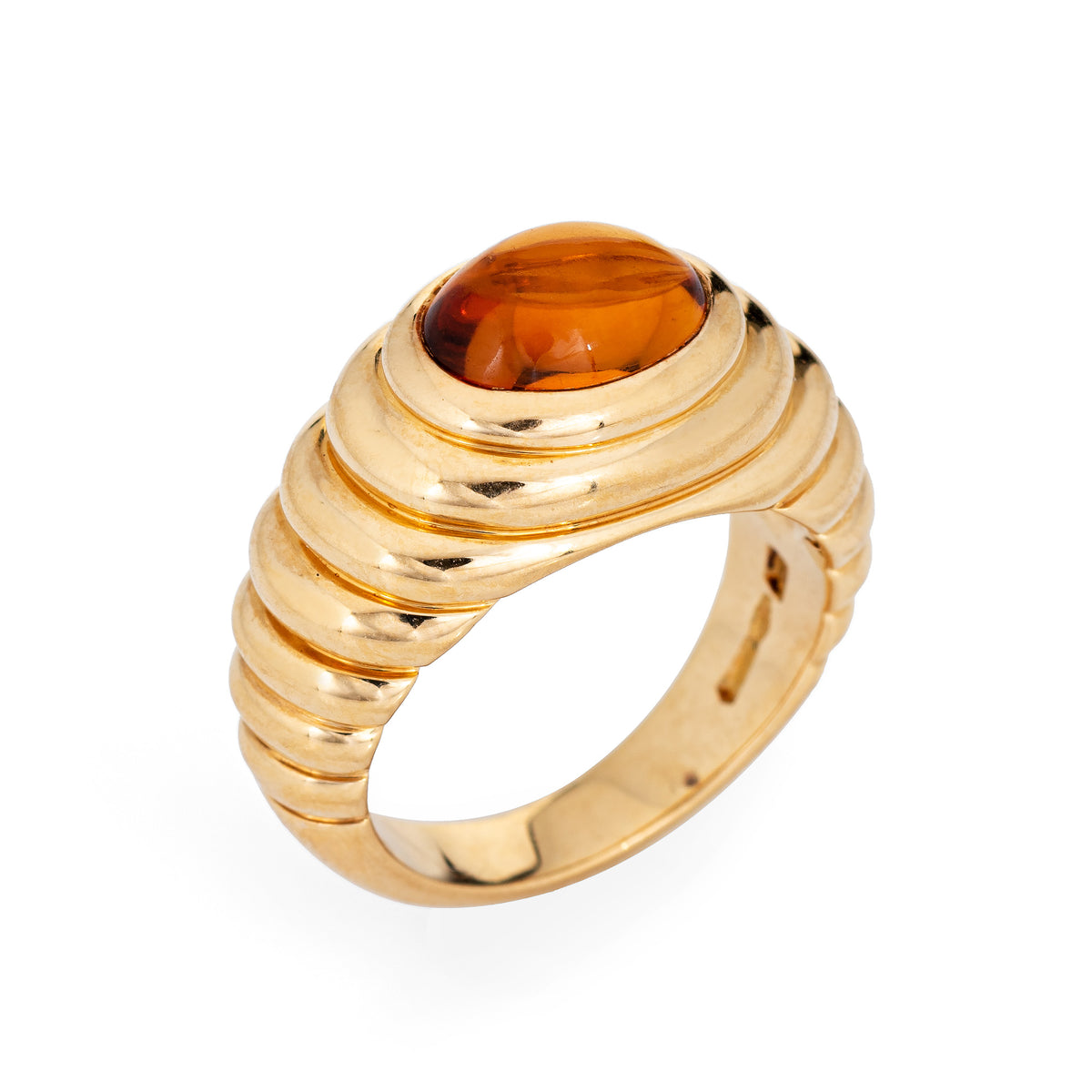 Bulgari Doppio Citrine Ring Estate 18k Yellow Gold Sz 4.75 Fine Signed Jewelry