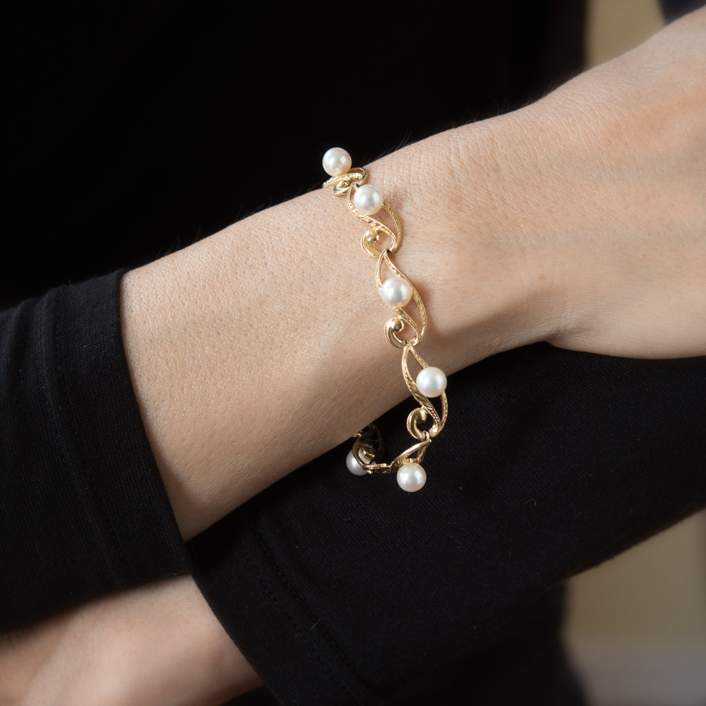 Mikimoto Cultured Pearl Bracelet Vintage 14k Yellow Gold – Sophie Jane