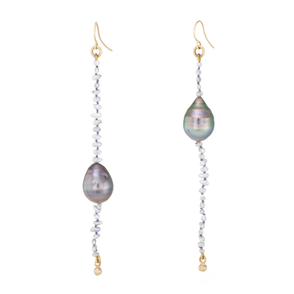 L Frank Long Baroque Pearl Drop Earrings Pre Owned