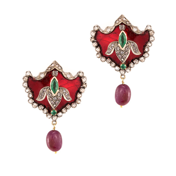Ruby Enamel Earrings