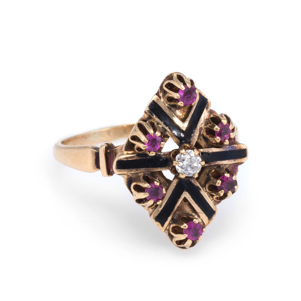 Art Deco Diamond and ruby ring