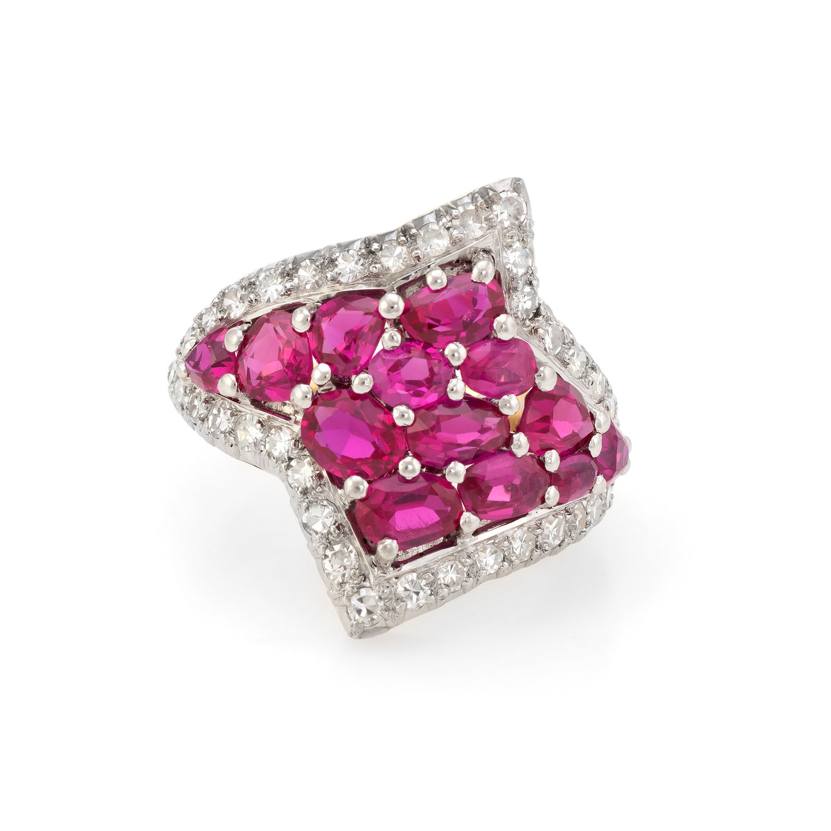 Vintage J Roca Ruby Diamond Wide Band Ring 18k Gold Platinum Estate Je ...