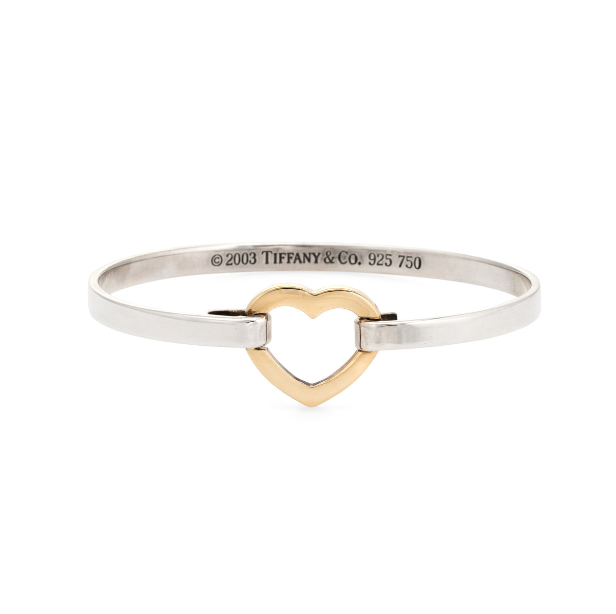 Gold Personalised Heart Clasp Children's Bangle | Engravers Guild