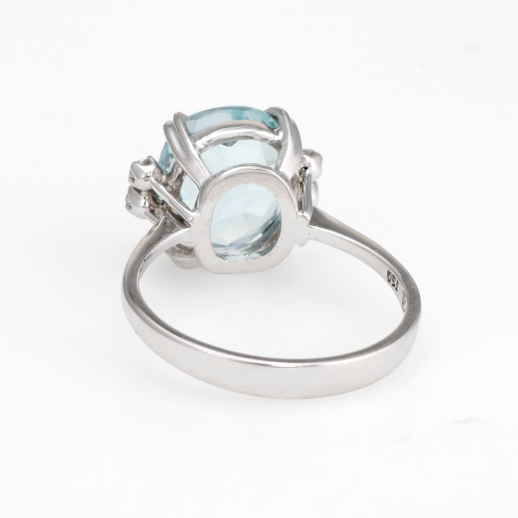 H Stern Vintage 5ct Aquamarine Diamond Ring 18k White Gold Estate