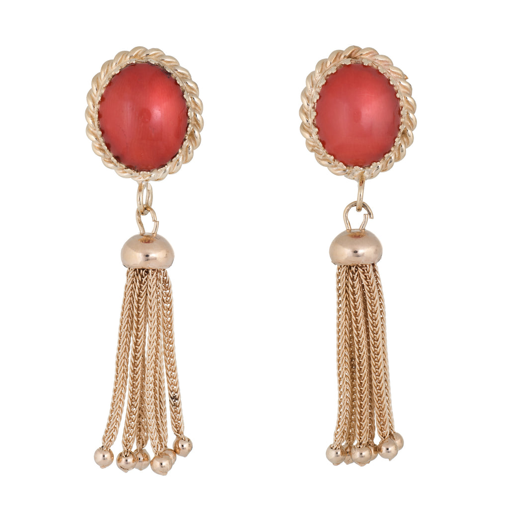 Coral tassel earrings deals