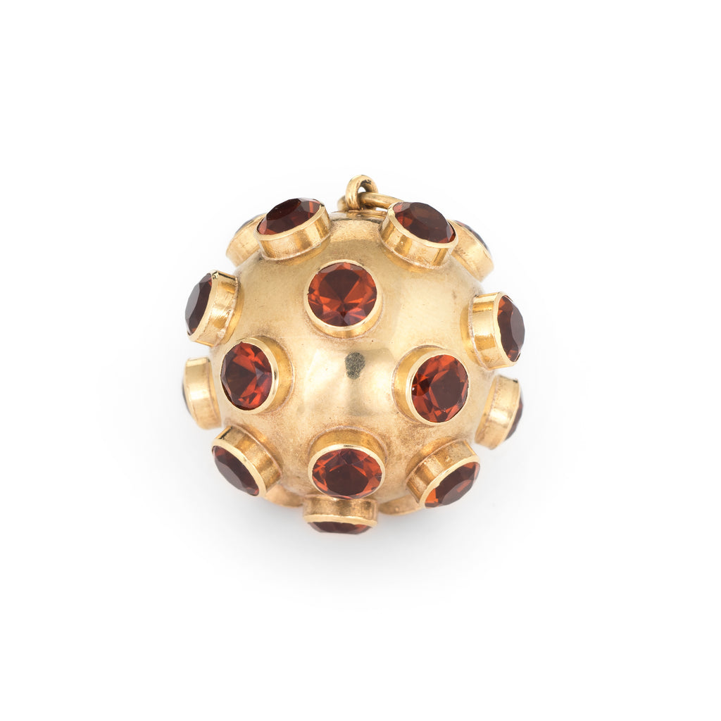 H Stern Sputnik Garnet Dome Pendant Orb Vintage 18k Yellow Gold Charm Jewelry