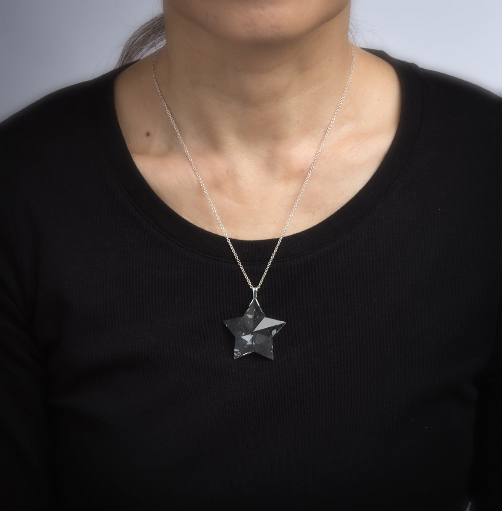 Tiffany Co Large Crystal Star Necklace Sterling Silver Estate 18 Ch Sophie Jane
