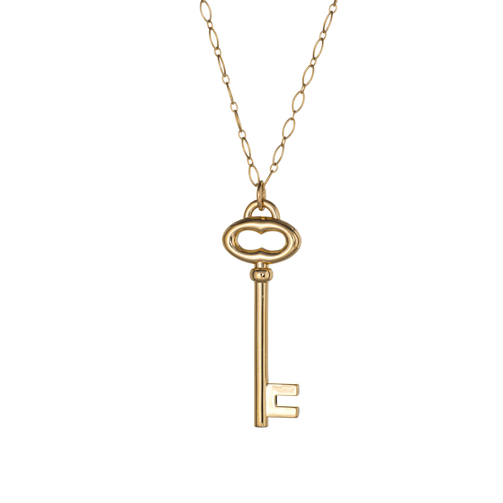 Tiffany & Co 18K Yellow Gold Oval Key Pendant Necklace