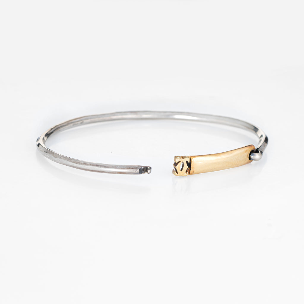 Vintage 60s Cartier Bangle Bracelet 18k Yellow Gold Sterling Silver Signed