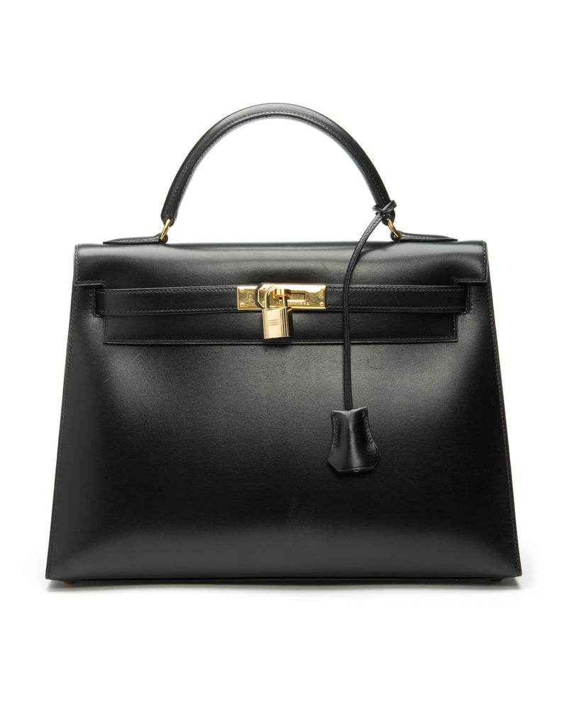 Hermes Kelly Sellier Bag 32cm Vintage 1971 Black Box Calf Leather Yell –  Sophie Jane